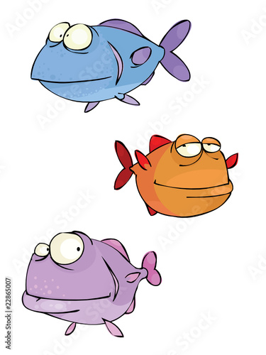 Set of three funny fish