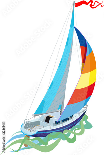 Sailing in sail yacht