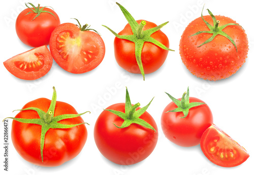 Collection of tomatoes isolated on white
