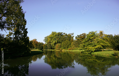 Lake in park, caste in Lednice