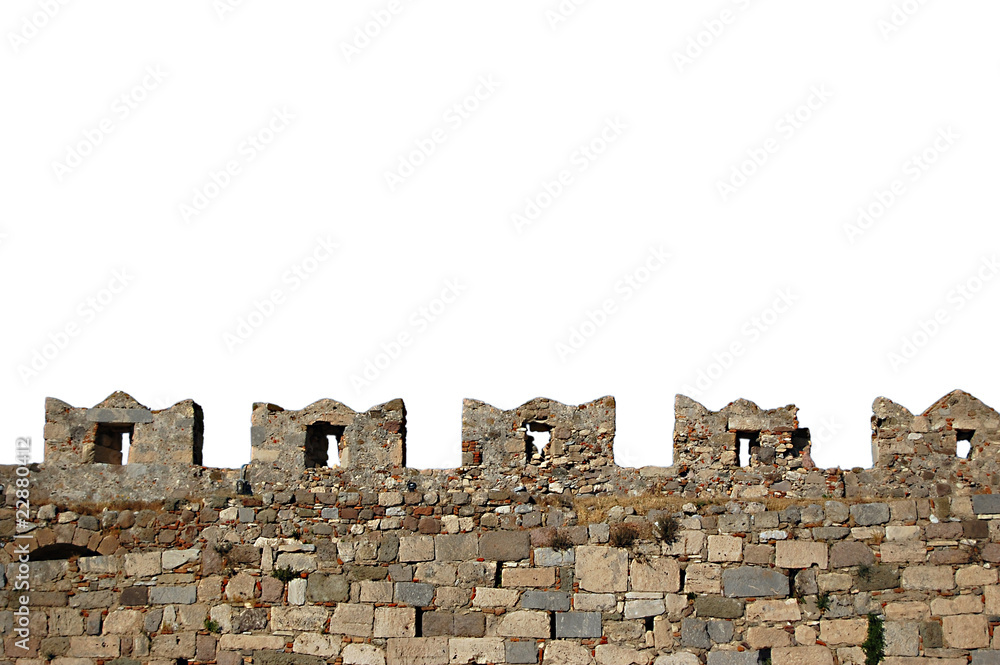 Naklejka premium Isolated castle wall battlements of Kos Castle