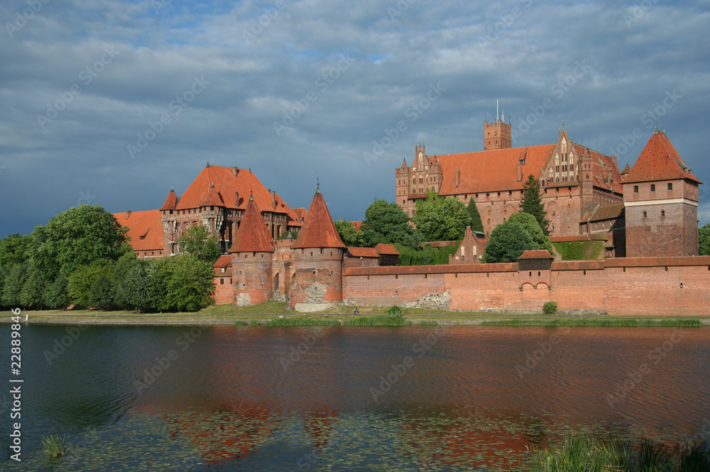 Malbork castle from opposite river bank