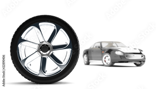 wheel on disk on a background a modern auto