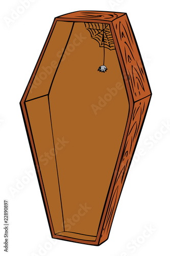 Wooden coffin.