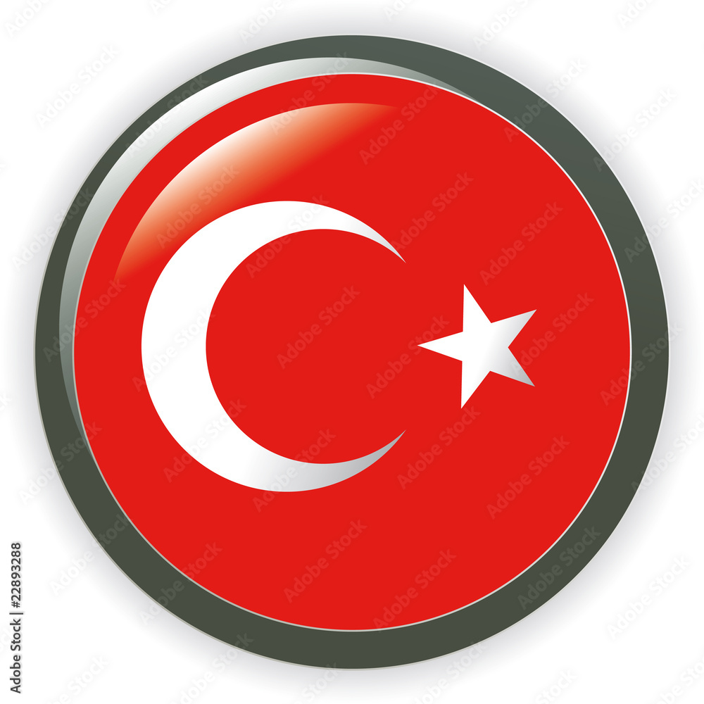Turkey, shiny button flag vector illustration Turkey, shiny button flag vector illustration