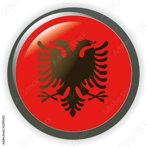 ALBANIA, shiny button flag vector illustration