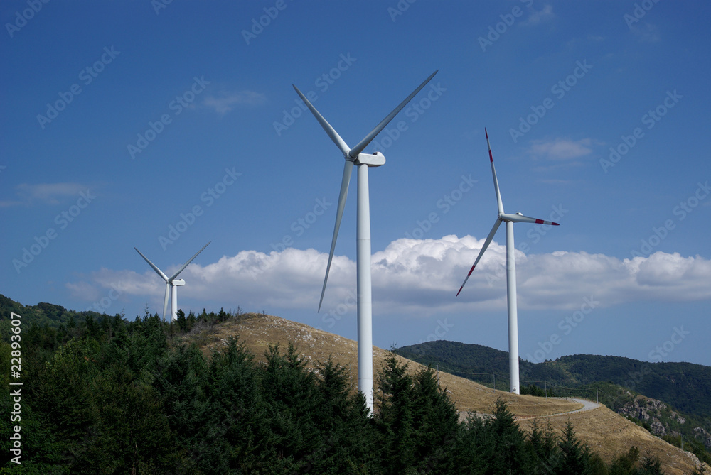 Wind turbines farm in Italian Alps Wind turbines farm in Italian Alps
