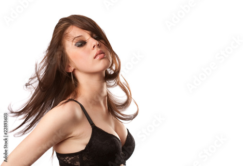 Young lady flipping her hair
