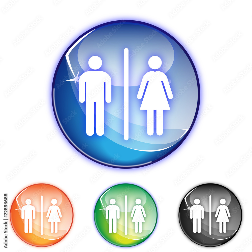 Picto toilettes homme femme - Icon man woman - collection color Stock ...