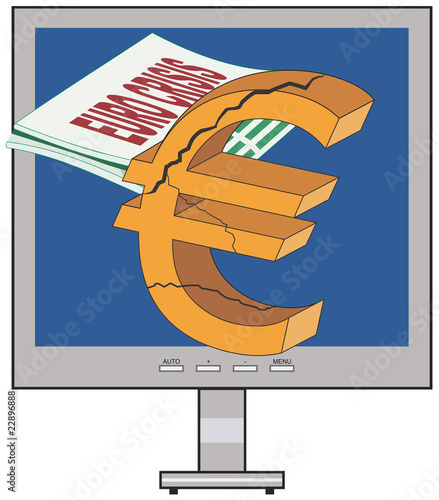 Vector Conceptual Illustration of Euro / Greece Crisis