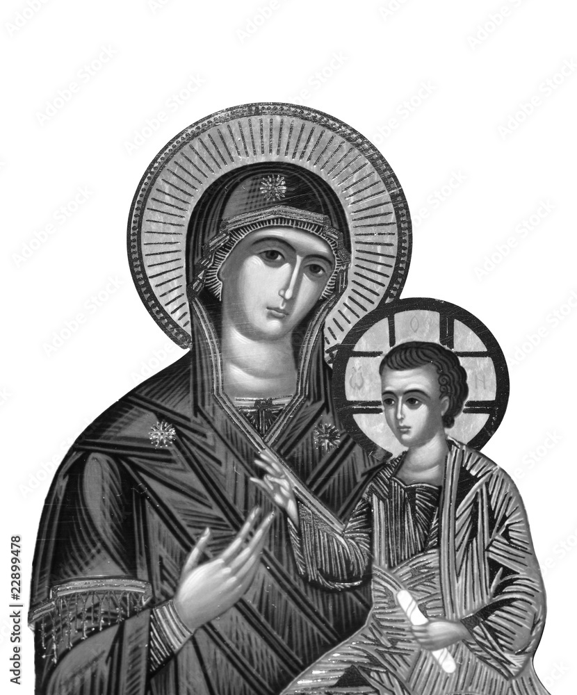 Obraz premium black and white reproduction of a ancient russian icon