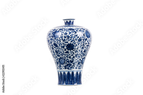 Canvas Print Asian Vase - Blue and White Porcelain
