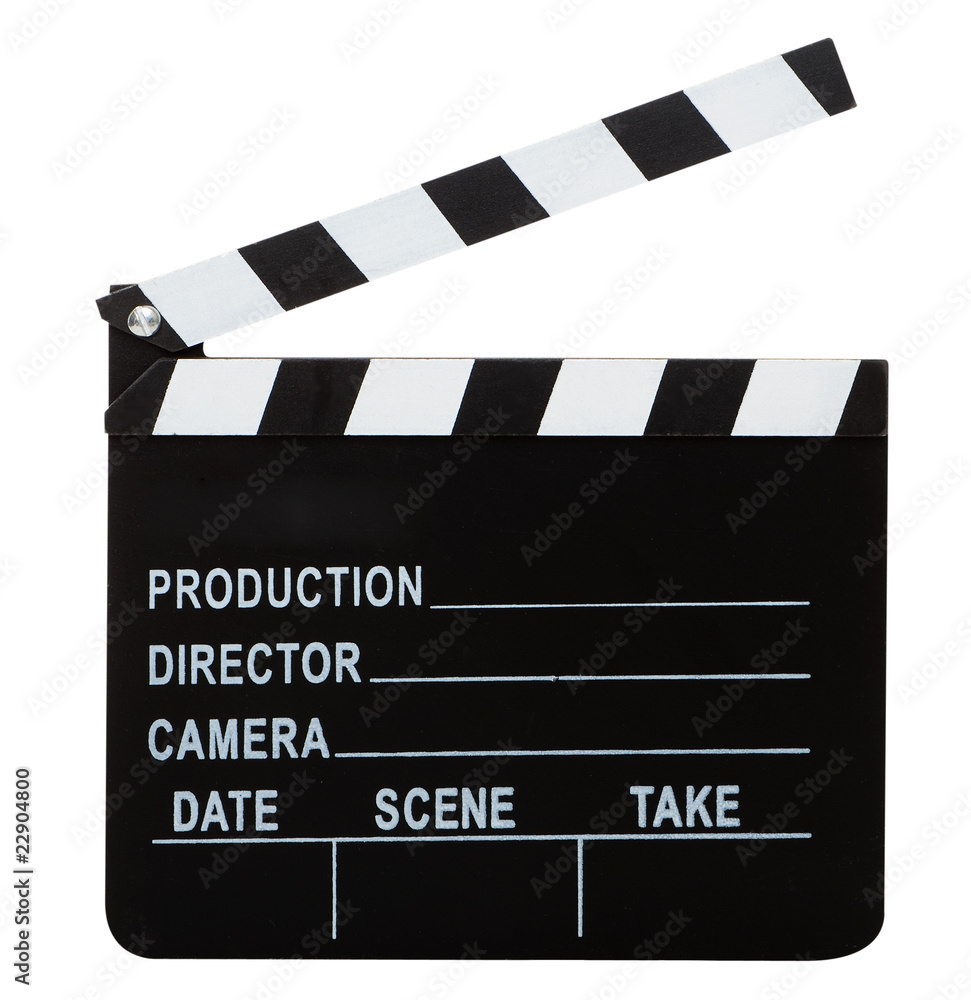 movie clapper with hand made clipping path