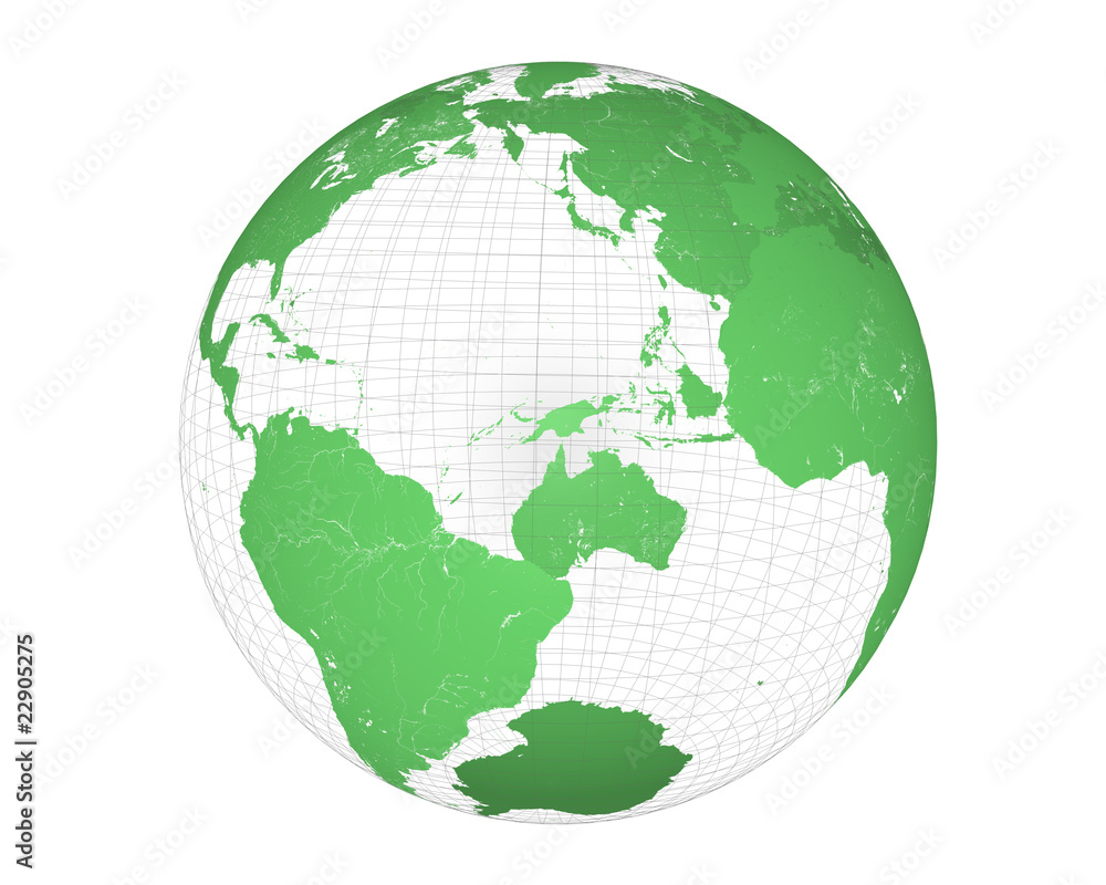 3D wired green globe