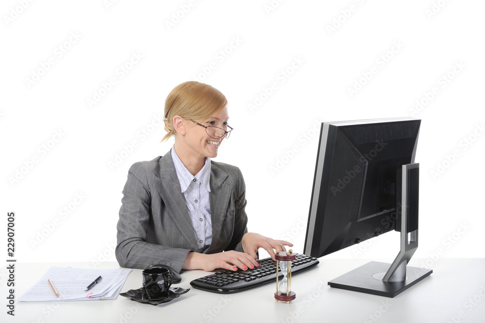 happy business woman in the office. happy business woman in the office.