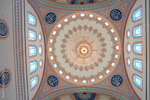Muscat - Oman, Sultan Qaboos Grand Mosque - Interior dome Detail photo