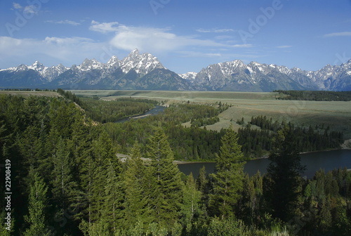 Grand Tetons and Snake river from the Glacier view