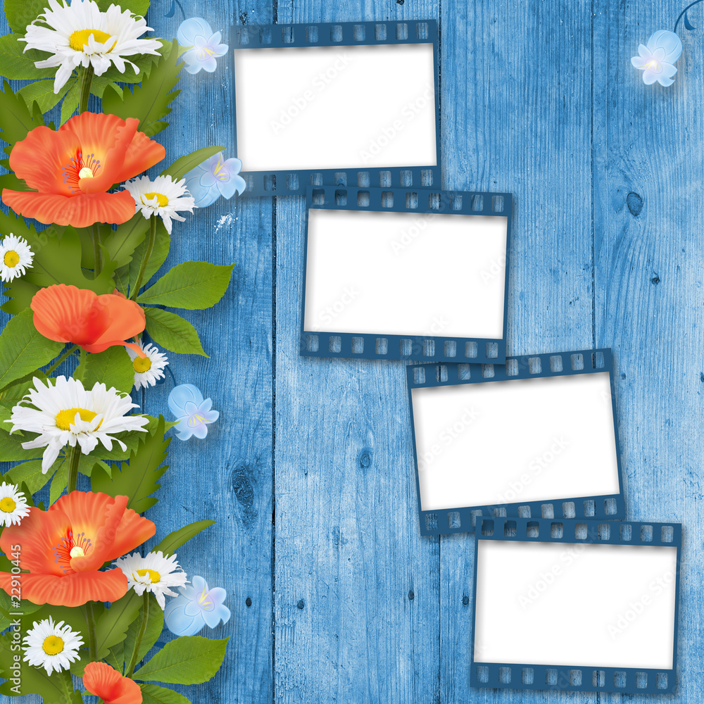 Obraz premium Card for invitation or congratulation with bouquet of flowers