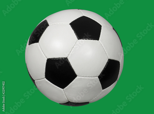 classic soccer ball on green background  easy to isolate