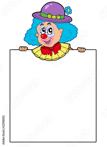 Clown holding blank board