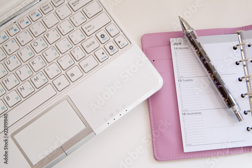 нетбук с ежедневником и шариковой ручкой