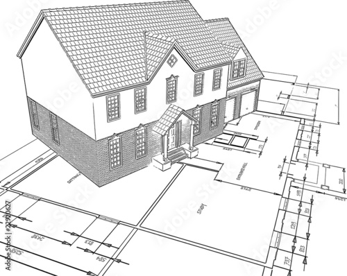 sketched house on plans