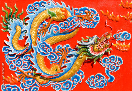 The nice dragon wall in chinese temple