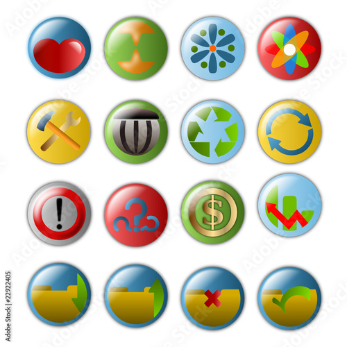 Web Icons, Round Colorful Pins 02