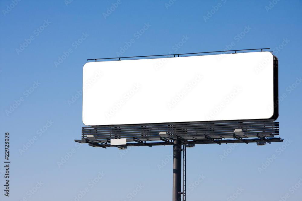 Blank billboard on blue sky, place for advertisement Blank billboard on blue sky, place for advertisement