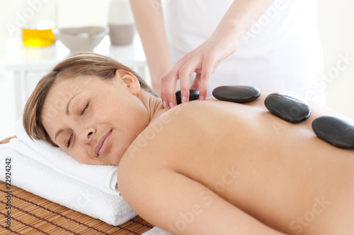 Portrait of a caucasian woman having spa treatments