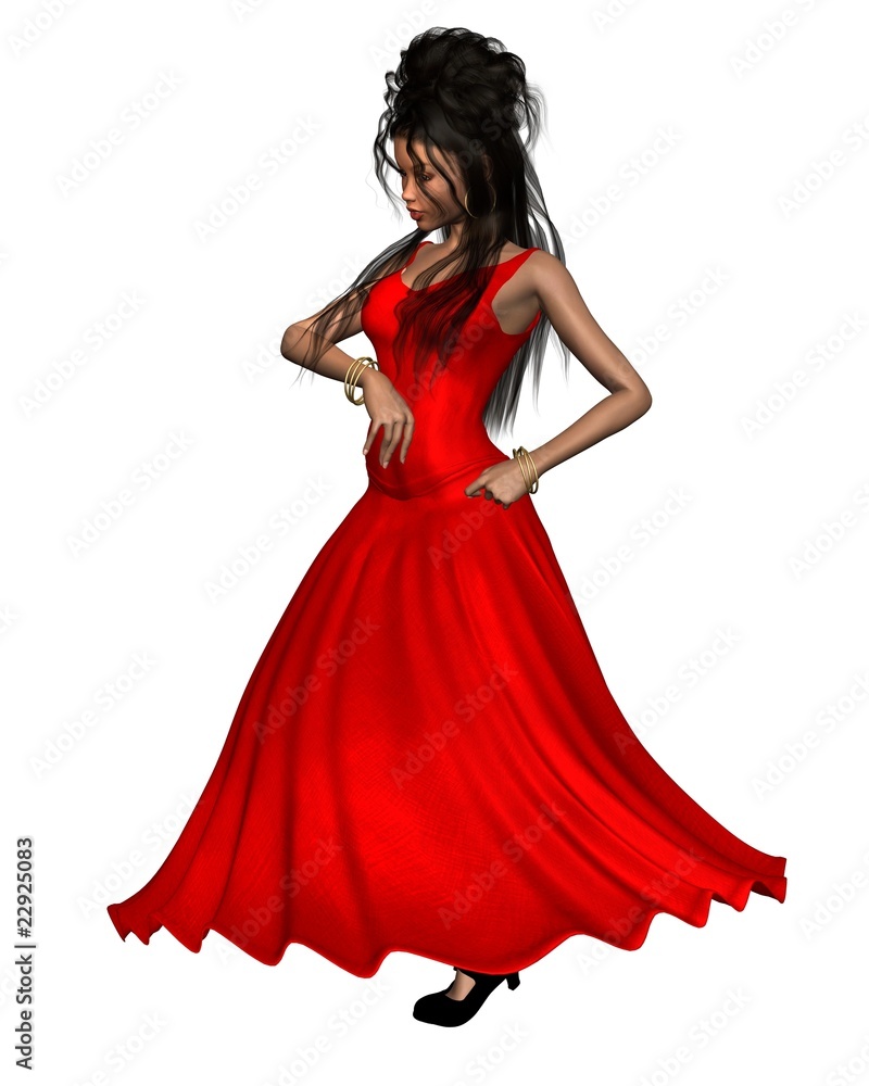 Young Spanish Flamenco Dancer in Red Dress Young Spanish Flamenco Dancer in Red Dress