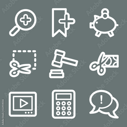 White contour shopping web icons on grey set 3