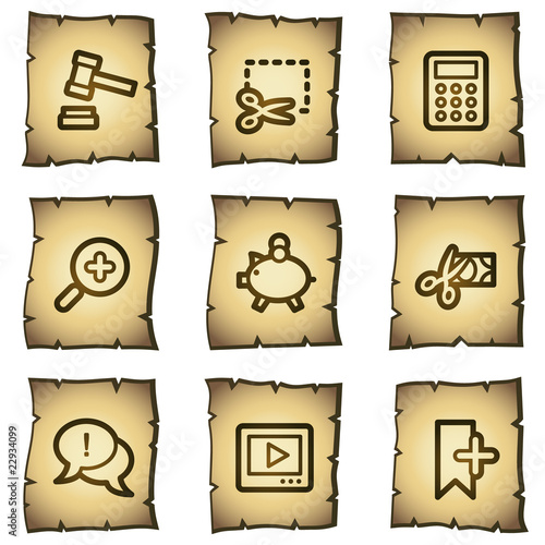 Shopping web icons set 3, papyrus series