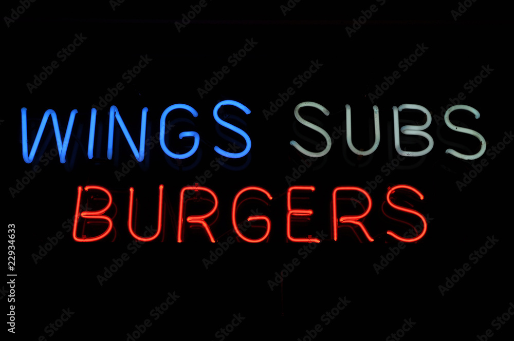 Wings Subs Burgers Sign