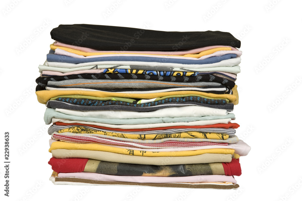 stack of colored t-shirt