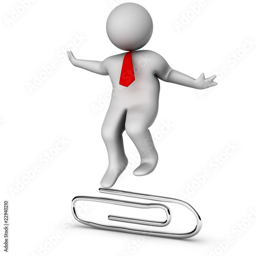 3d businessman with paperclip