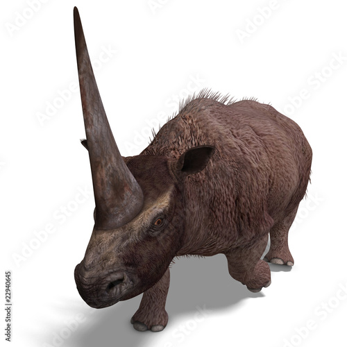 Dinosaur Elasmotherium. .3D rendering with clipping path and sha © Ralf Kraft