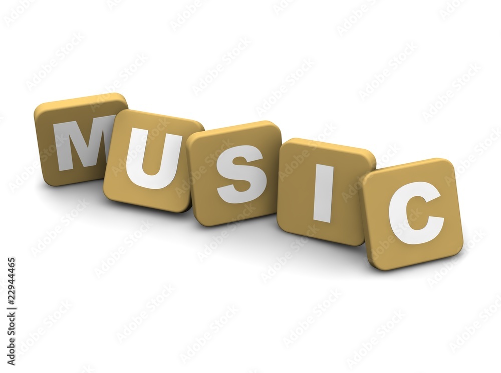 Music text. 3d rendered illustration isolated on white. Music text. 3d rendered illustration isolated on white.