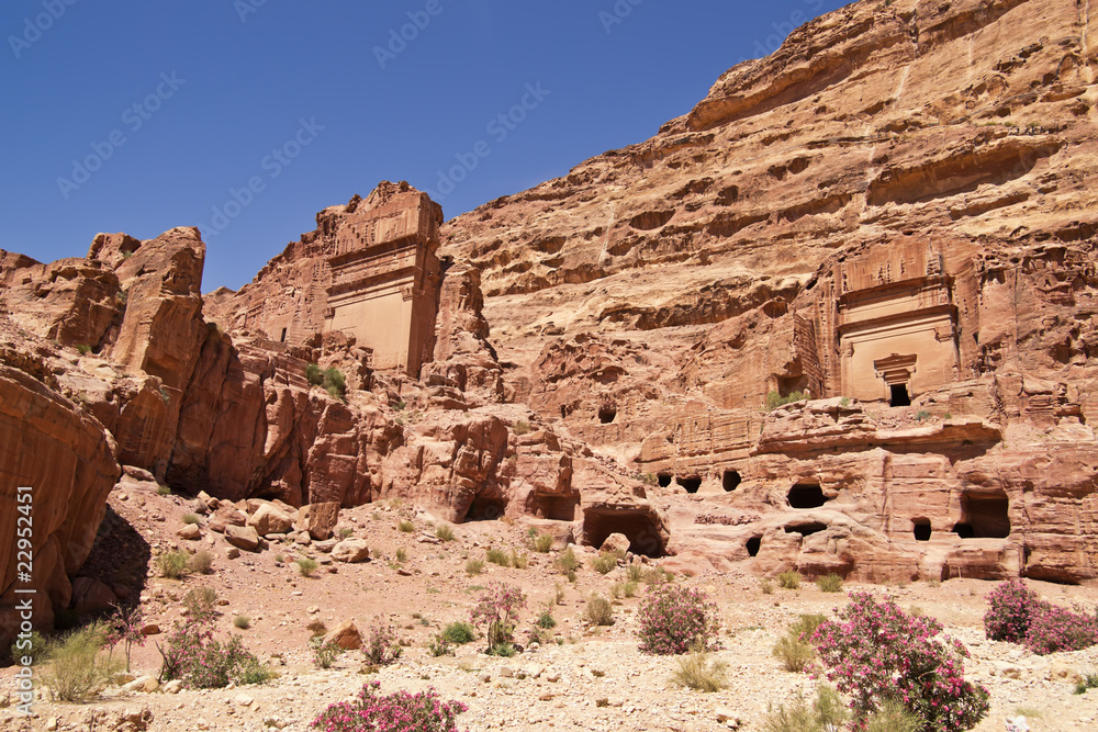 Wide view of large cliff side tomb