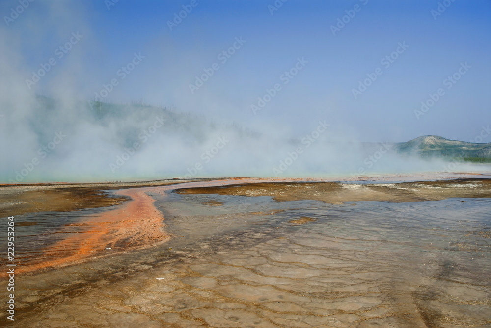 Mist over Grand prismatic geyser Mist over Grand prismatic geyser