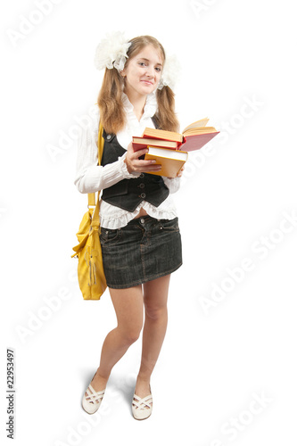 фотографія schoolgirl with books