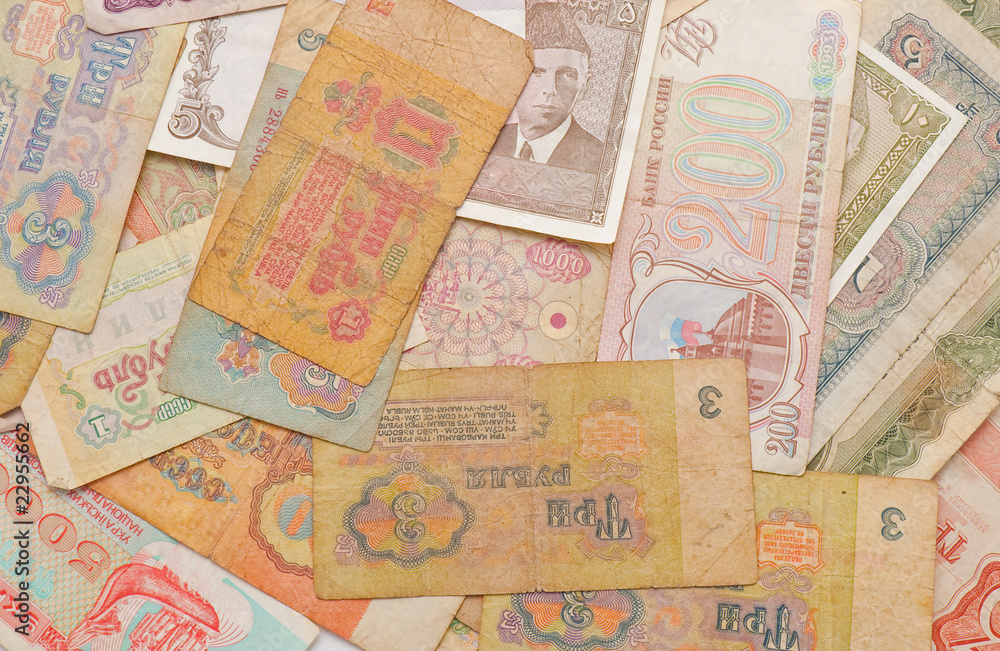 Background from banknotes of the old sample
