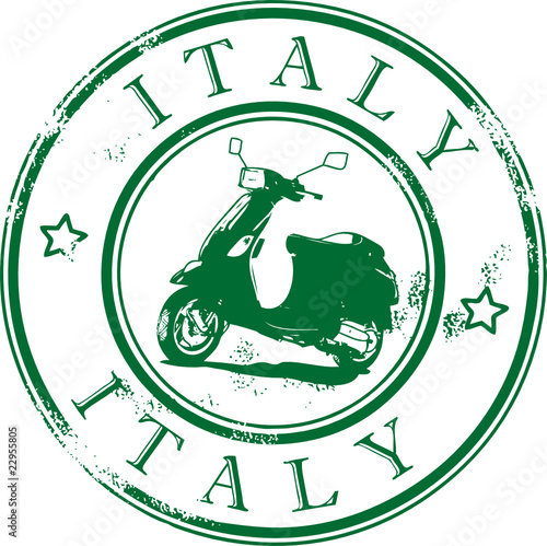 Grunge rubber stamp with the scooter, Italy
