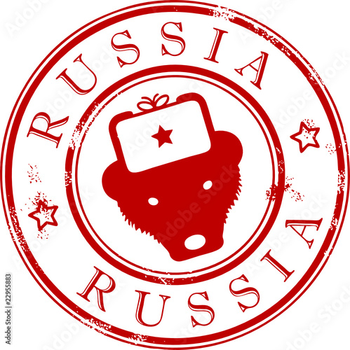 Grunge rubber stamp with the bear, Russia