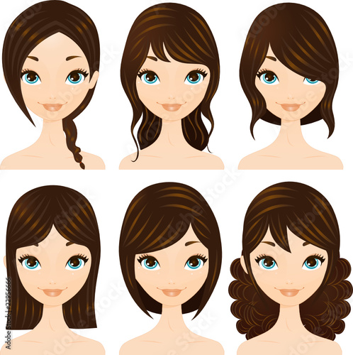 Hairstyles set Brunette