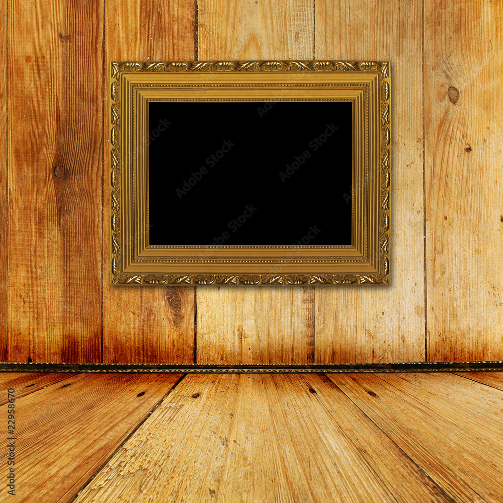 Old room, grunge interior with frames in style baroque Old room, grunge interior with frames in style baroque