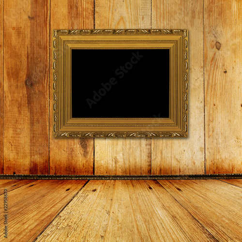 Old room  grunge  interior with frames in style baroque