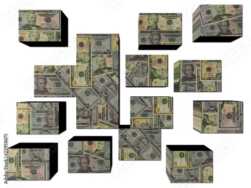 American dollars on cubes against white illustration