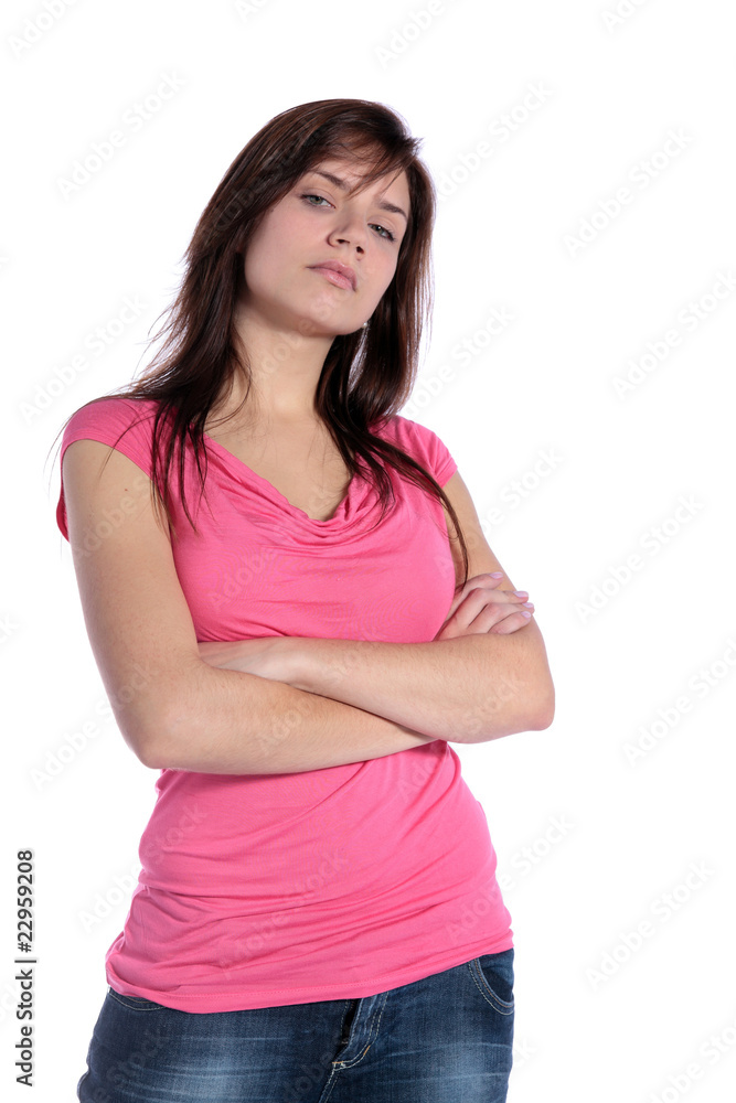 Skeptische junge Frau Skeptische junge Frau