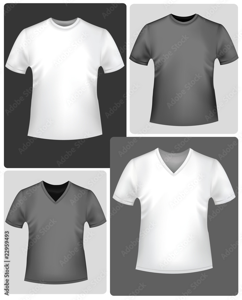 Black and white t-shirts. Photo-realistic vector illustration. Black and white t-shirts. Photo-realistic vector illustration.